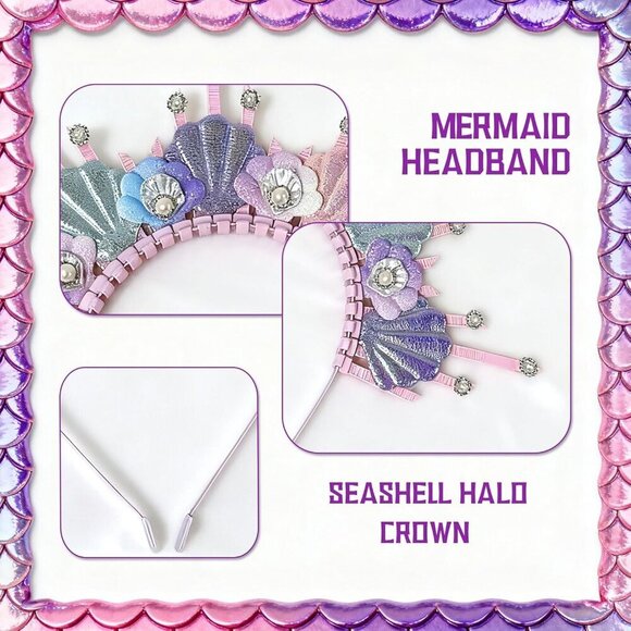 Mermaid Headband Seashell Halo Crown Costume Accessory Women Halloween Cosplay main image 6